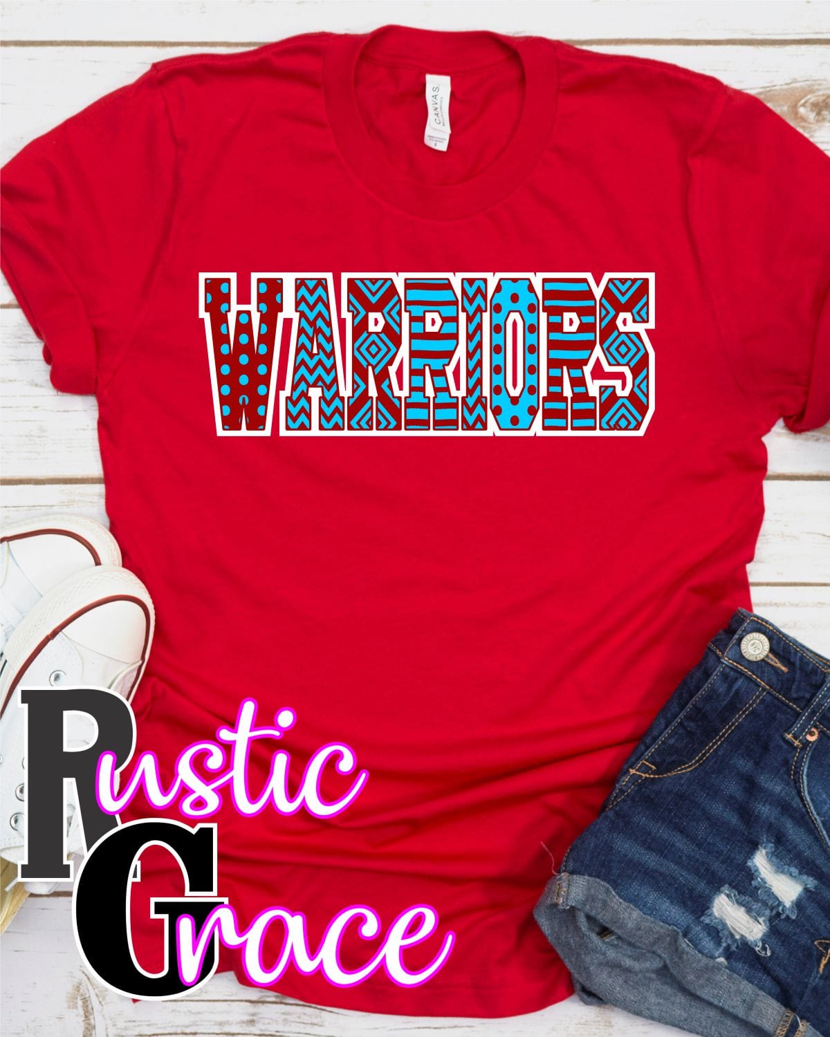 Rustic Grace Boutique Transfers Warriors Word Mascot Transfer heat transfers vinyl transfers iron on transfers screenprint transfer sublimation transfer dtf transfers digital laser transfers white toner transfers heat press transfers