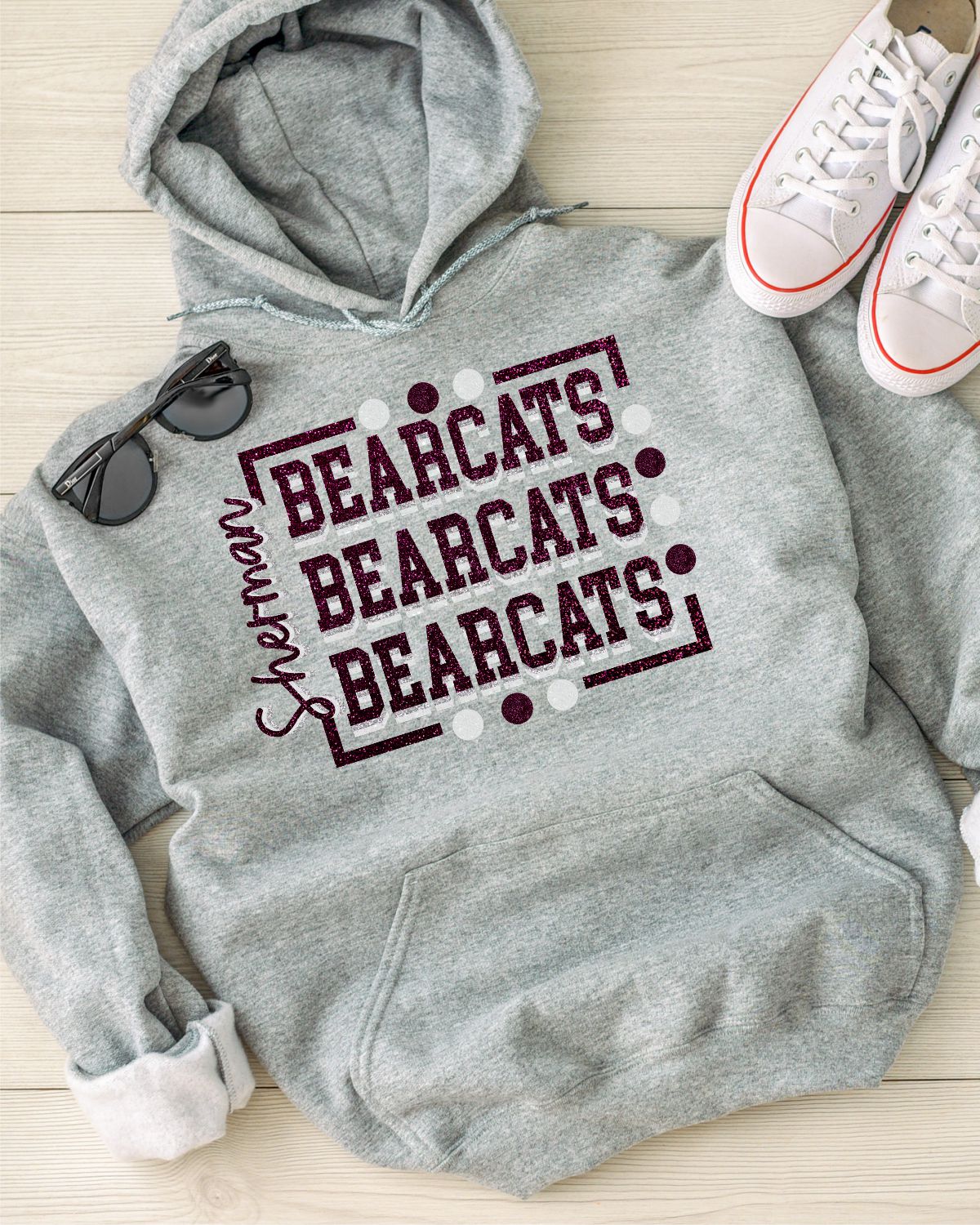 Sherman Bearcats Rectangle with Dots DTF Transfer