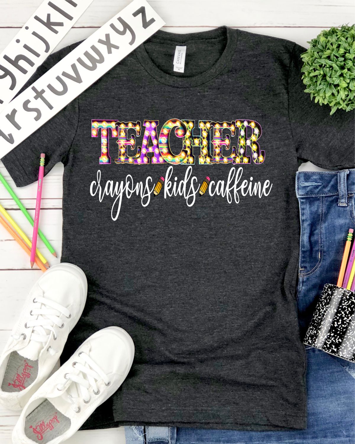 Teacher Crayons Kids Caffeine Transfer