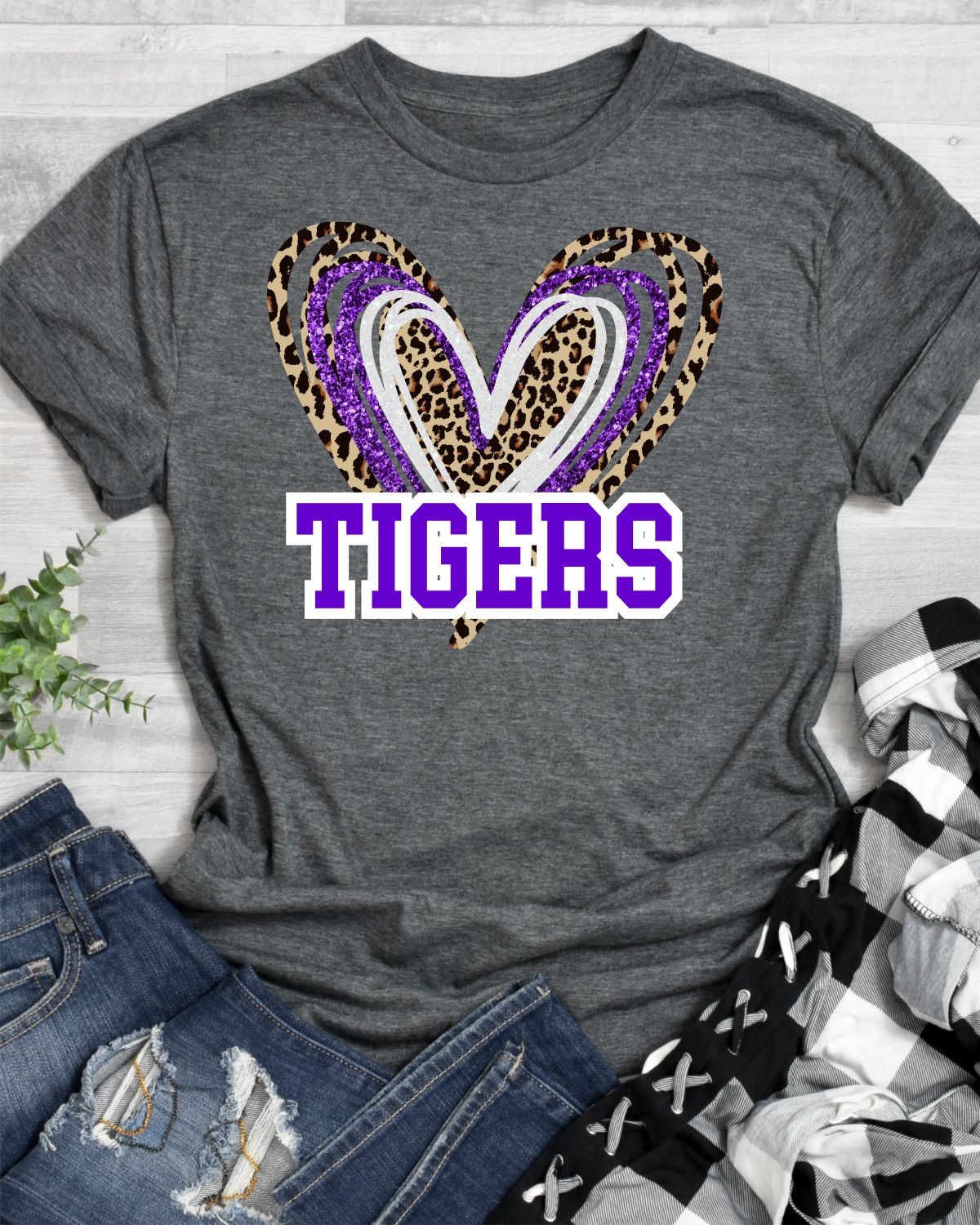 Tigers Triple Heart DTF Transfer