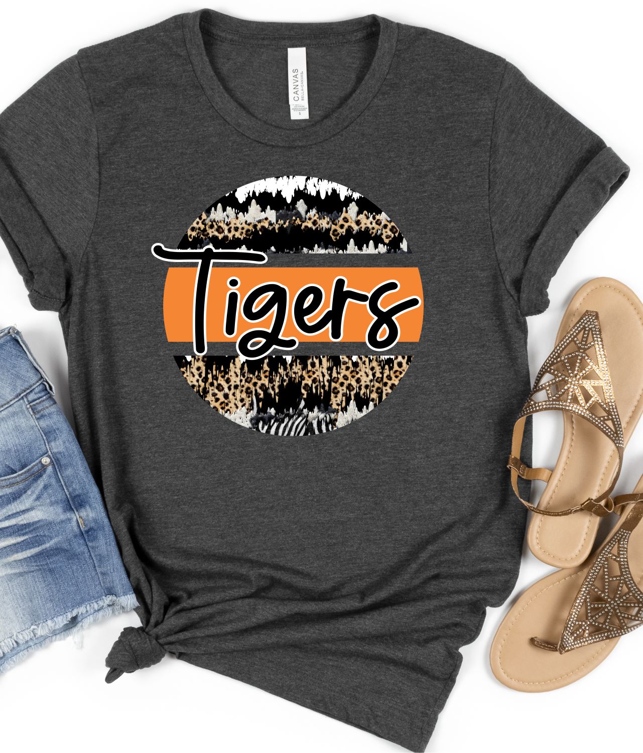 Tigers Leopard Grunge Circle DTF Transfer