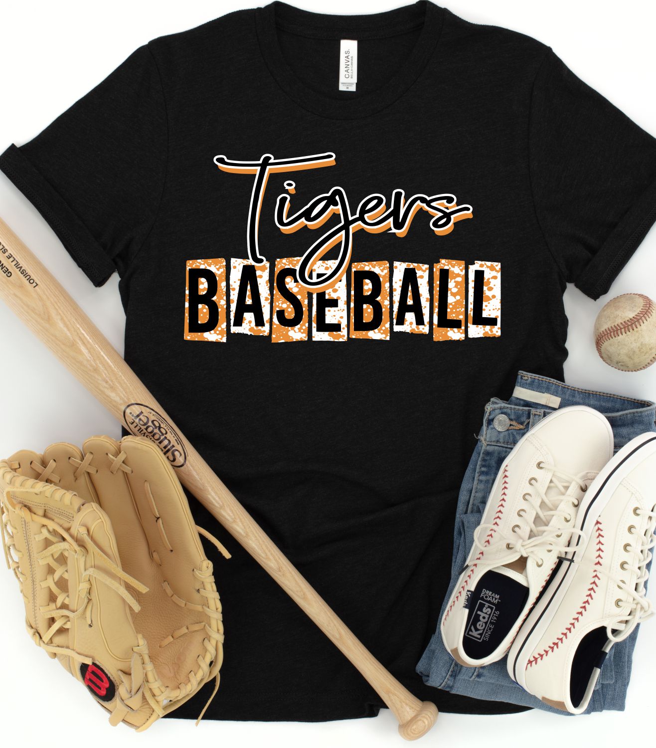 Tigers Baseball Grunge Lettering DTF Transfer