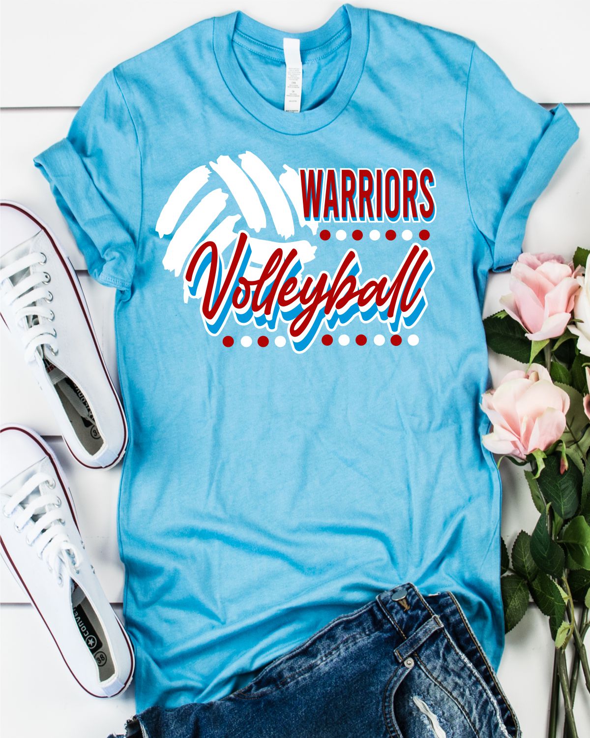 Warriors Volleyball with Dots DTF Transfer