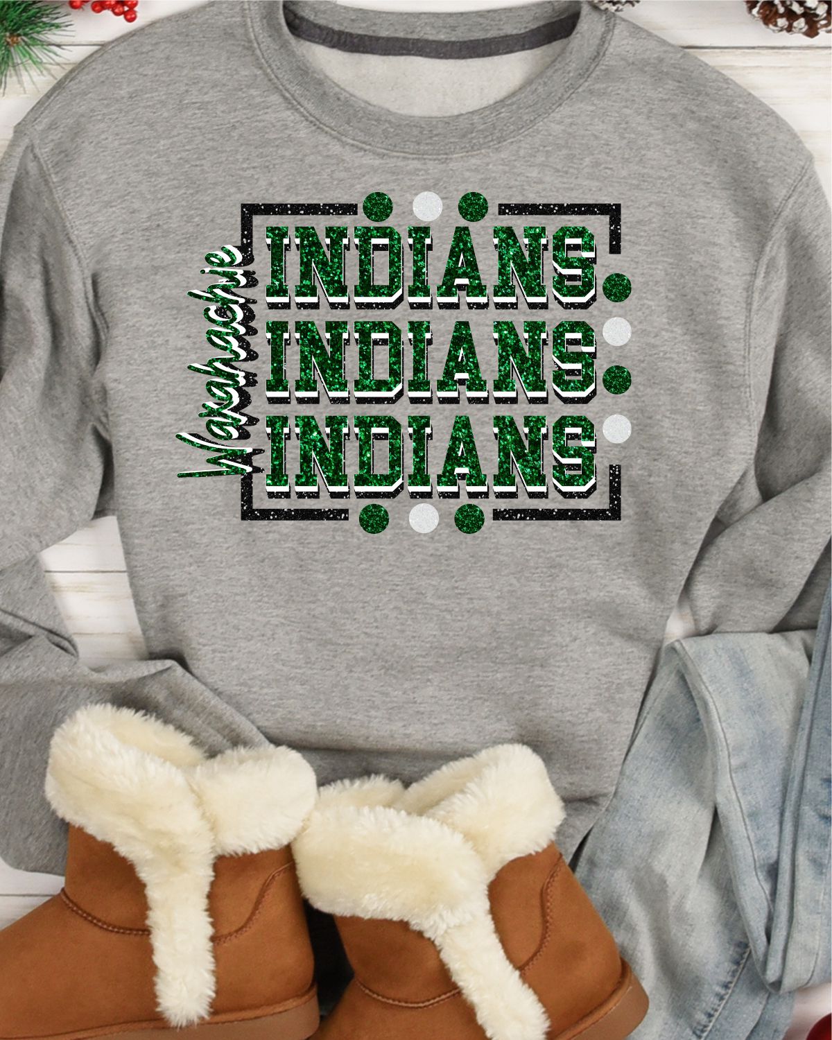 Waxahachie Indians Rectangle with Dots Transfer