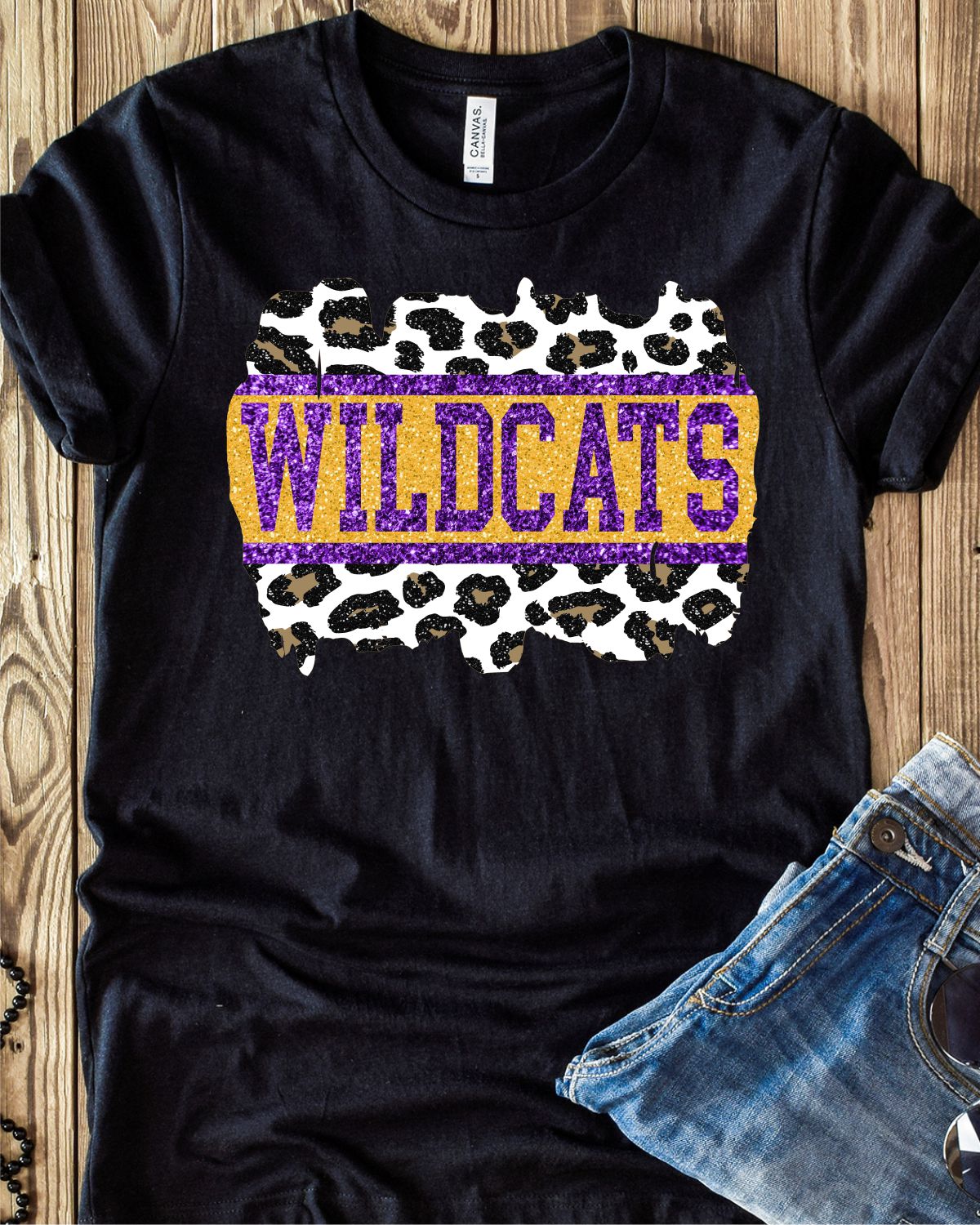 Wildcats Leopard Glitter Swash DTF Transfer