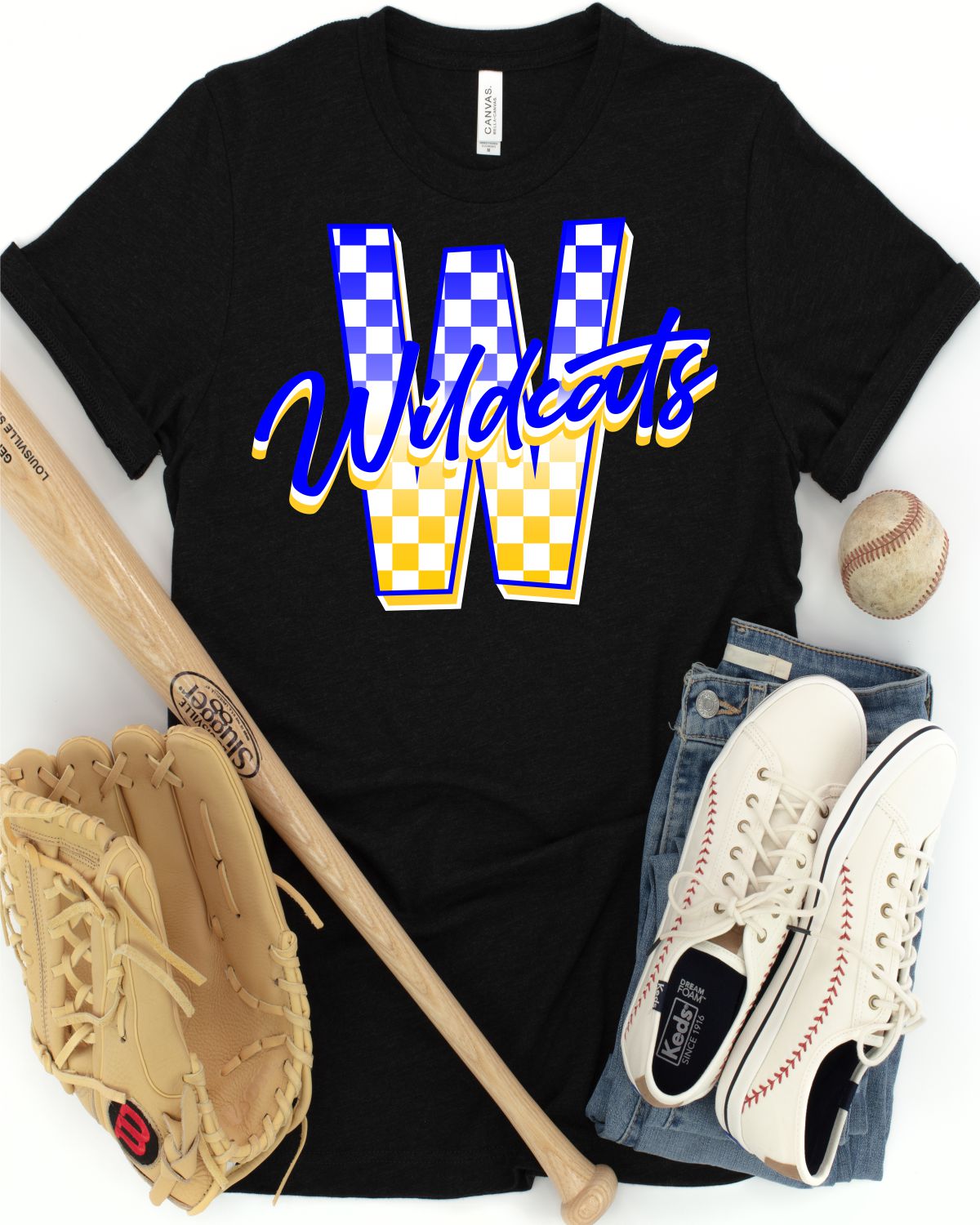 Wildcats Checkered Letter DTF Transfer