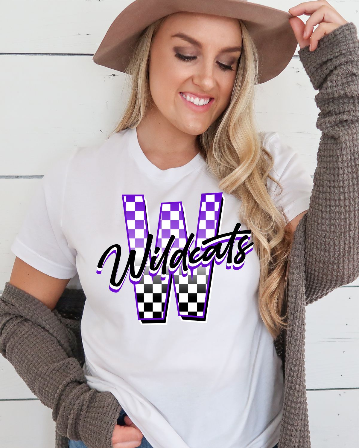 Wildcats Checkered Letter DTF Transfer