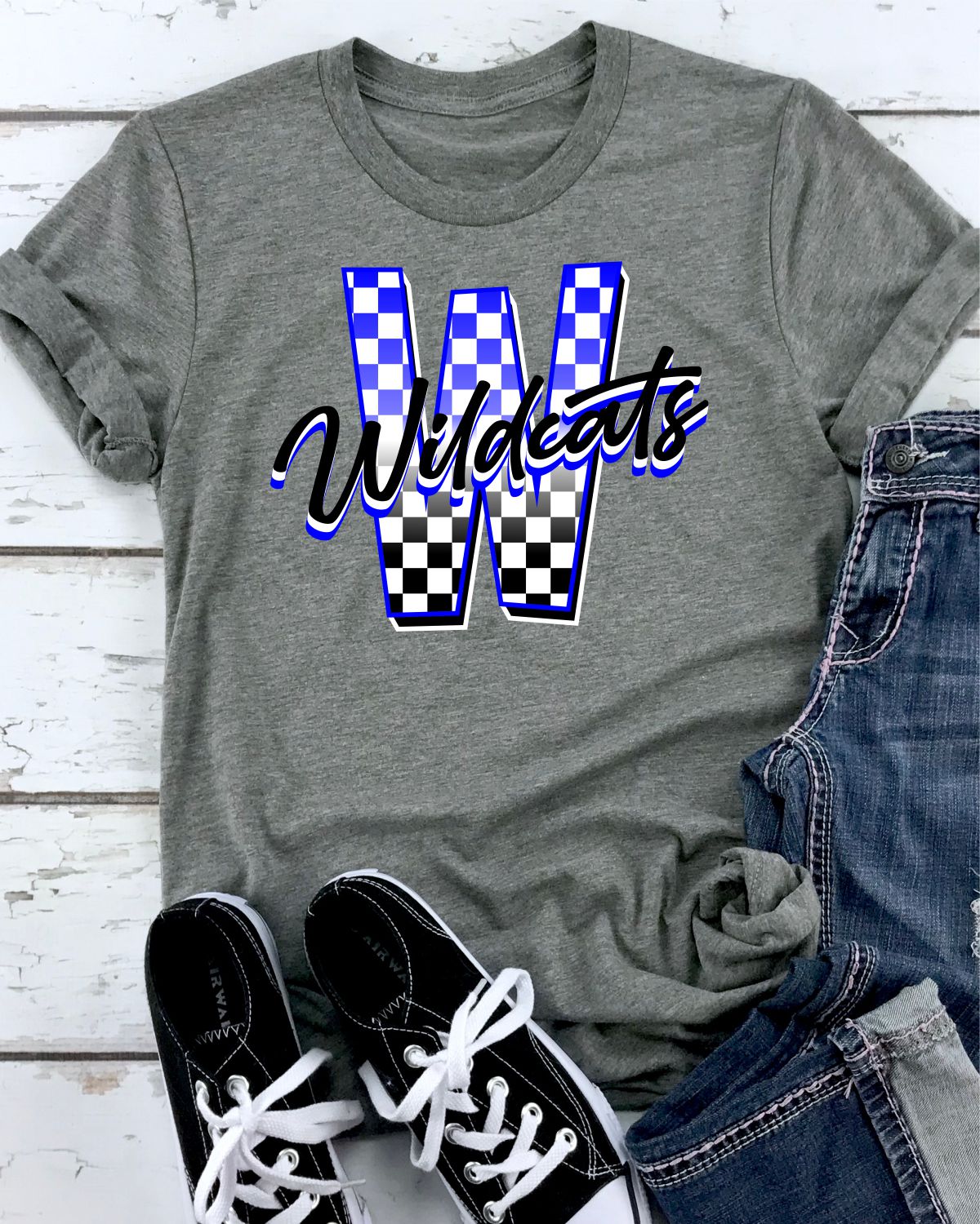 Wildcats Checkered Letter DTF Transfer
