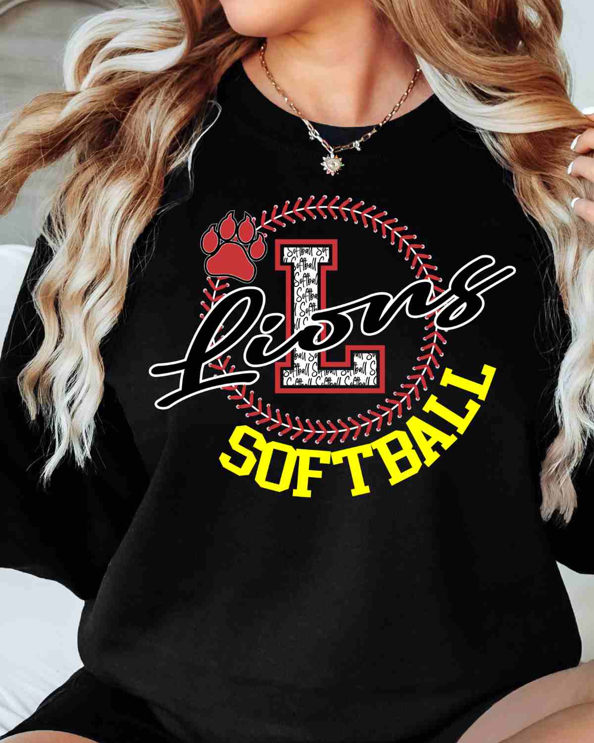 Lions Softball Lace Circle DTF Transfer