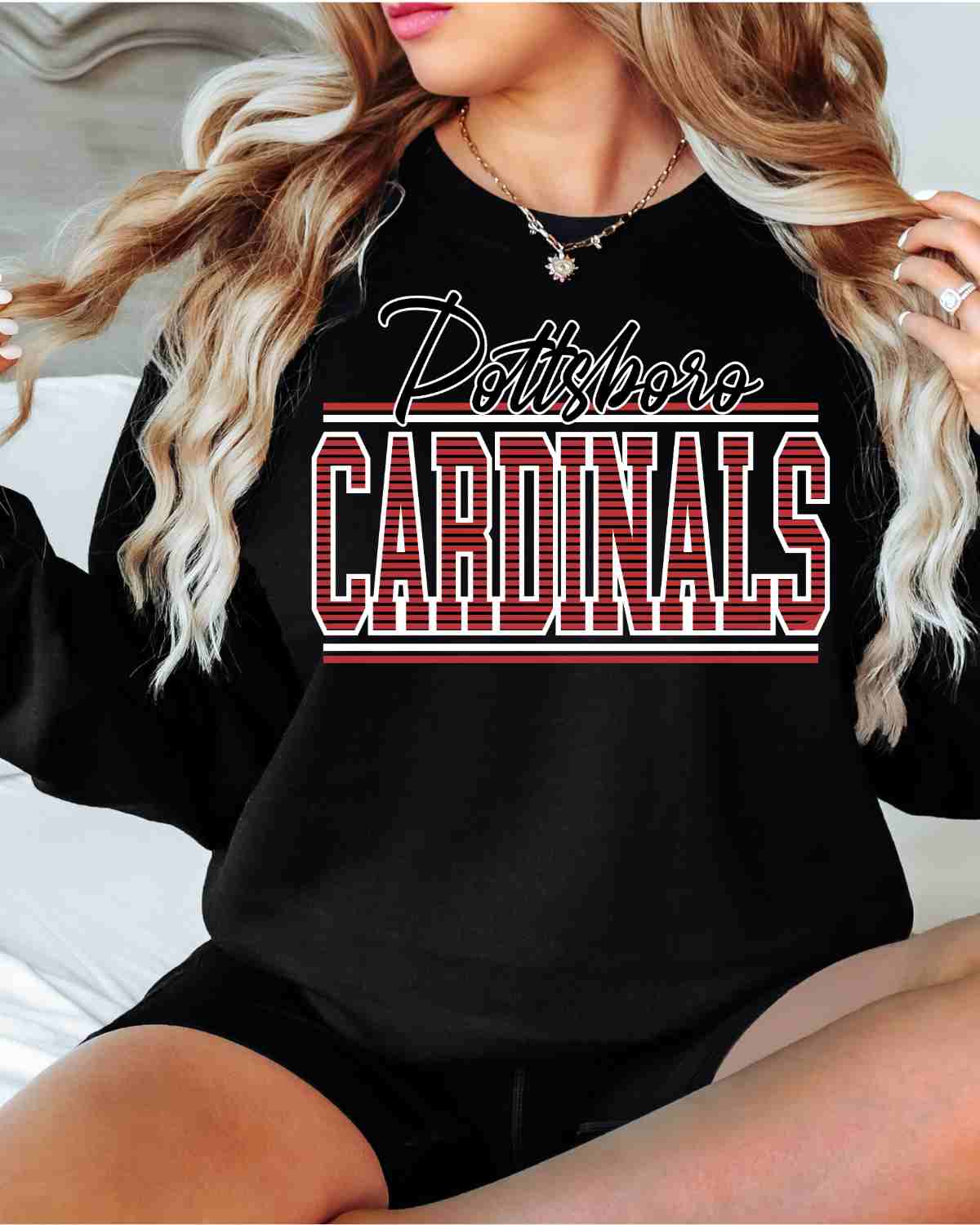 Pottsboro Cardinals Stripes DTF Transfer