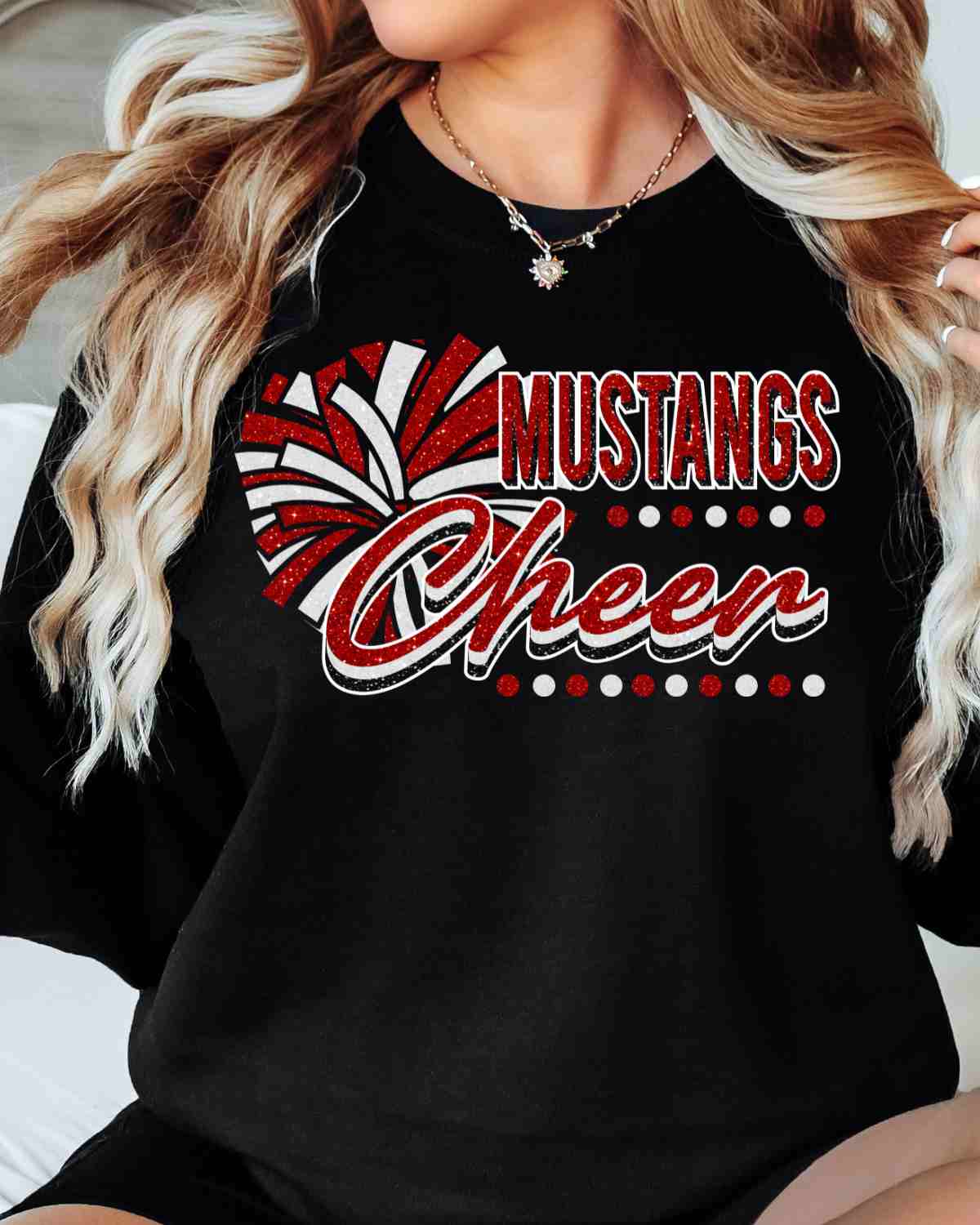 Mustangs Cheer Pom with Dots DTF Transfer