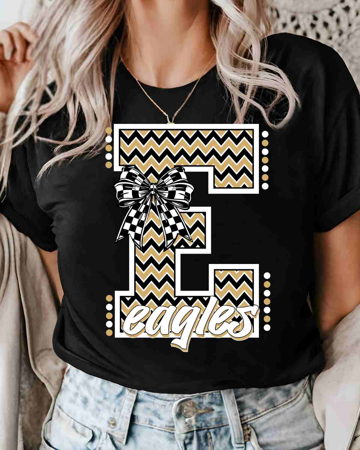 Eagles Chevron Letter Bow DTF Transfer