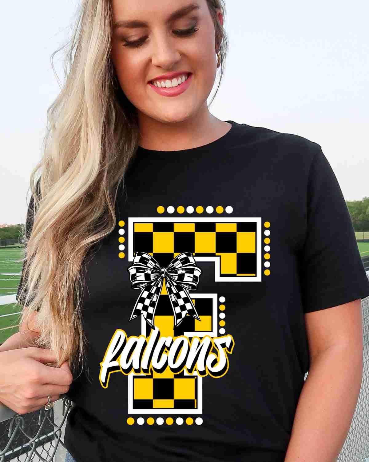 Falcons Checkered Letter Bow DTF Transfer