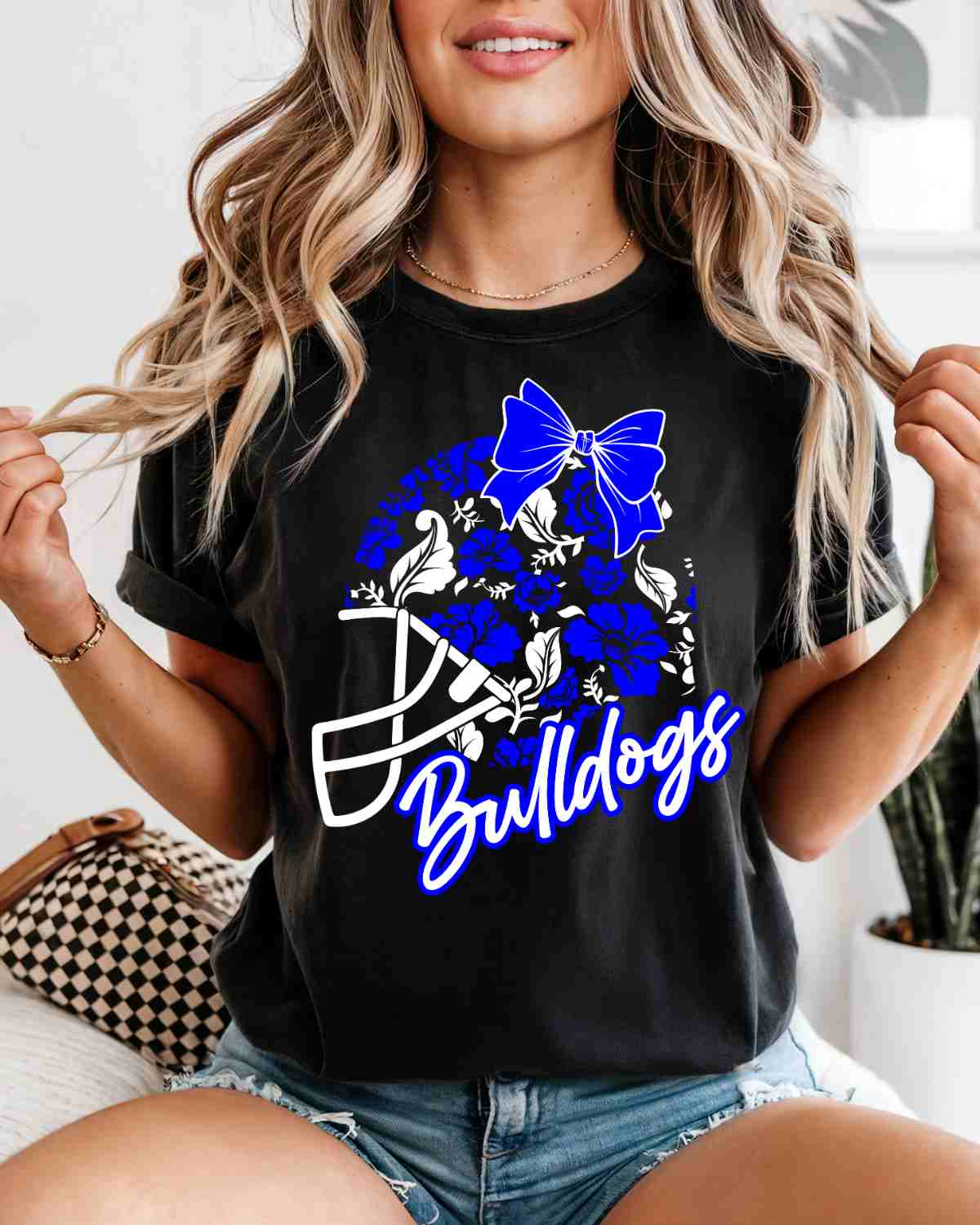 Bulldogs Floral Football Helmet DTF Transfer