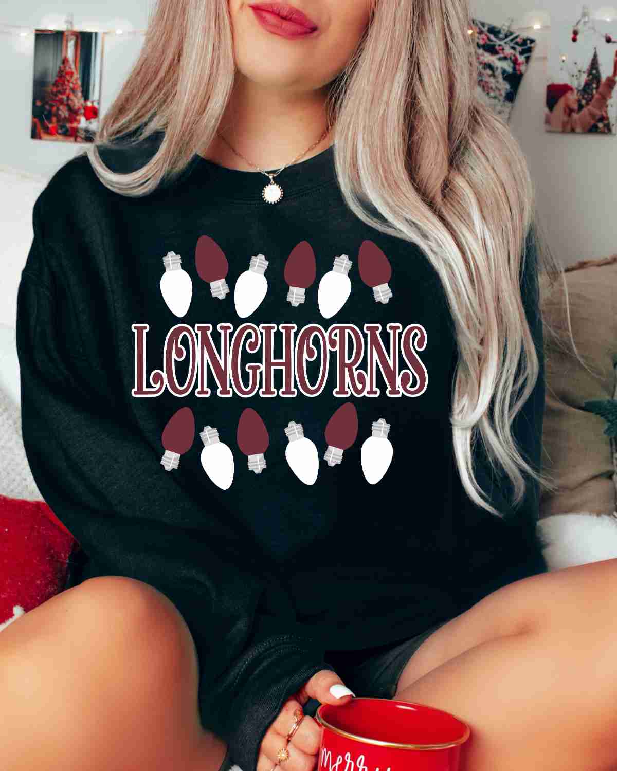 Longhorns Christmas Lights DTF Transfer