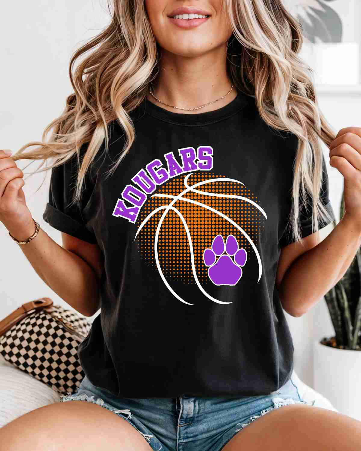 Kougars Basketball Halftone Ball DTF Transfer