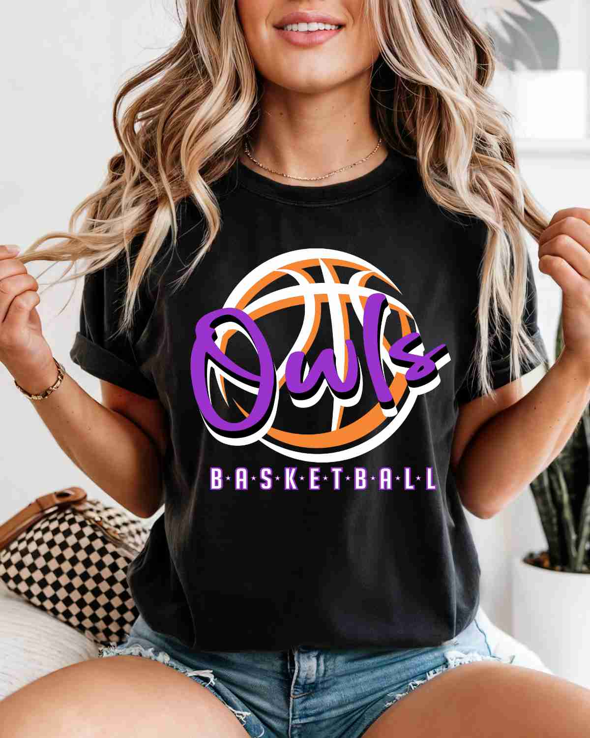 Owls Basketball Outline Ball DTF Transfer