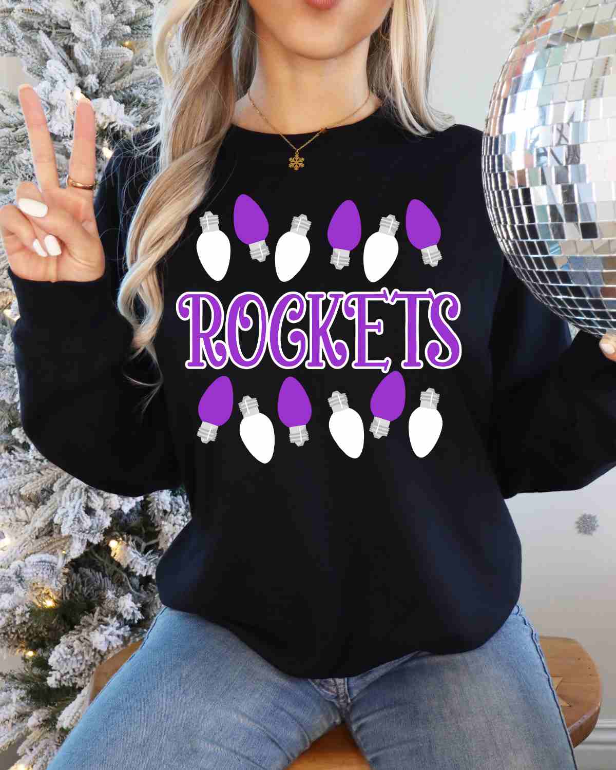 Rockets Christmas Lights DTF Transfer