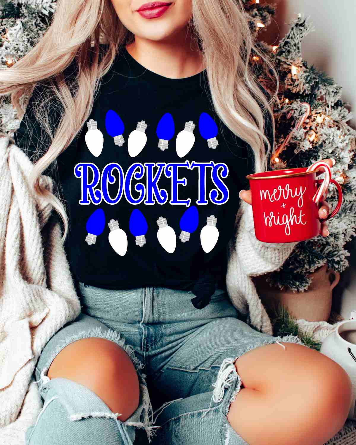 Rockets Christmas Lights DTF Transfer
