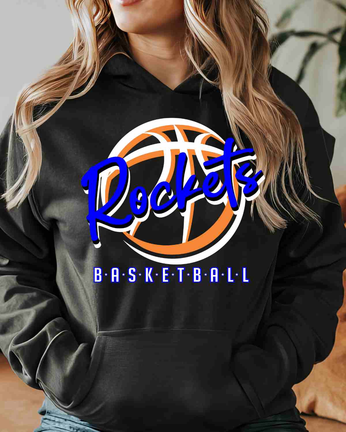 Rockets Basketball Outline Ball DTF Transfer