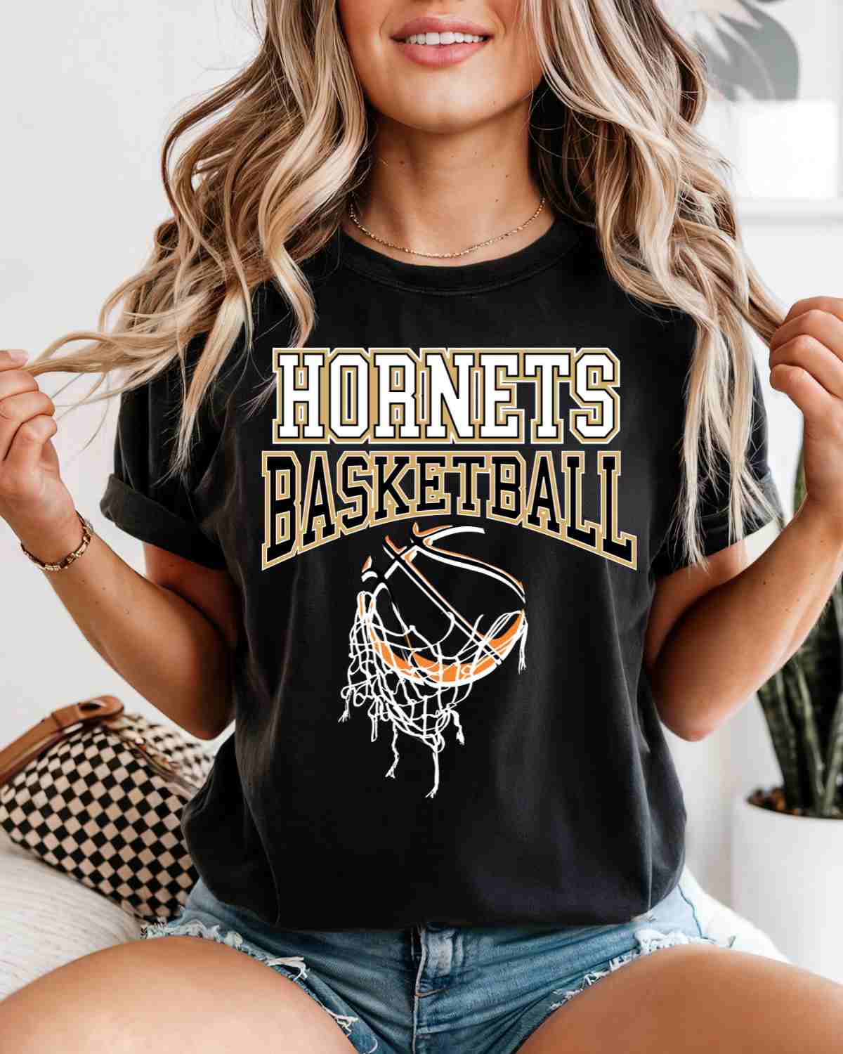 Hornets Basketball Hanging Net DTF Transfer
