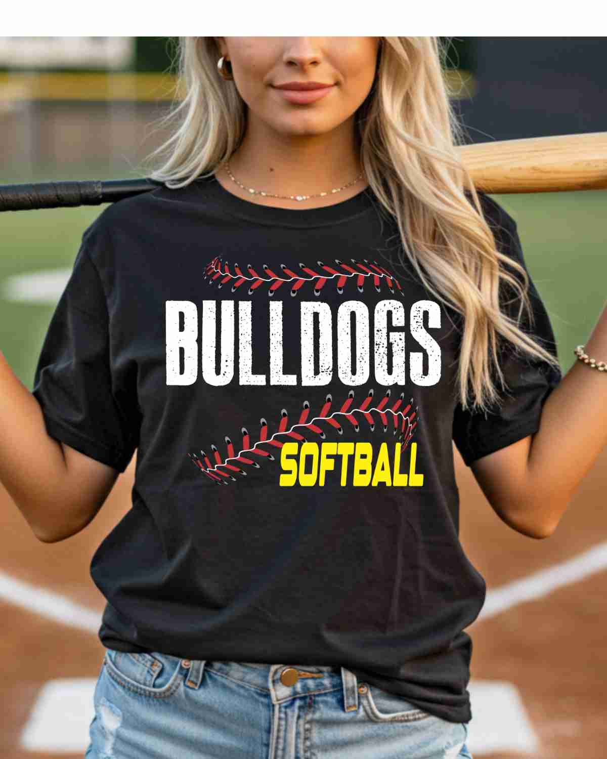 Bulldogs Softball Laces DTF Transfer