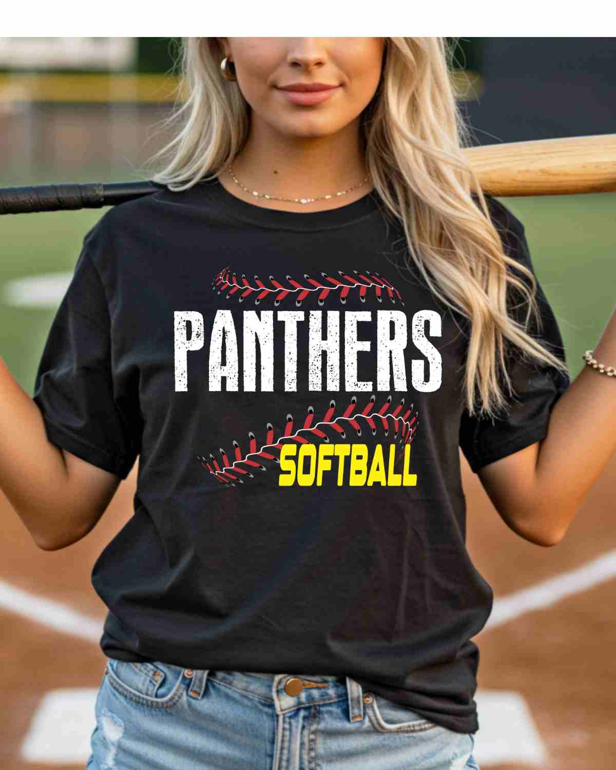 Panthers Softball Laces DTF Transfer - Rustic Grace Heat Transfer Company