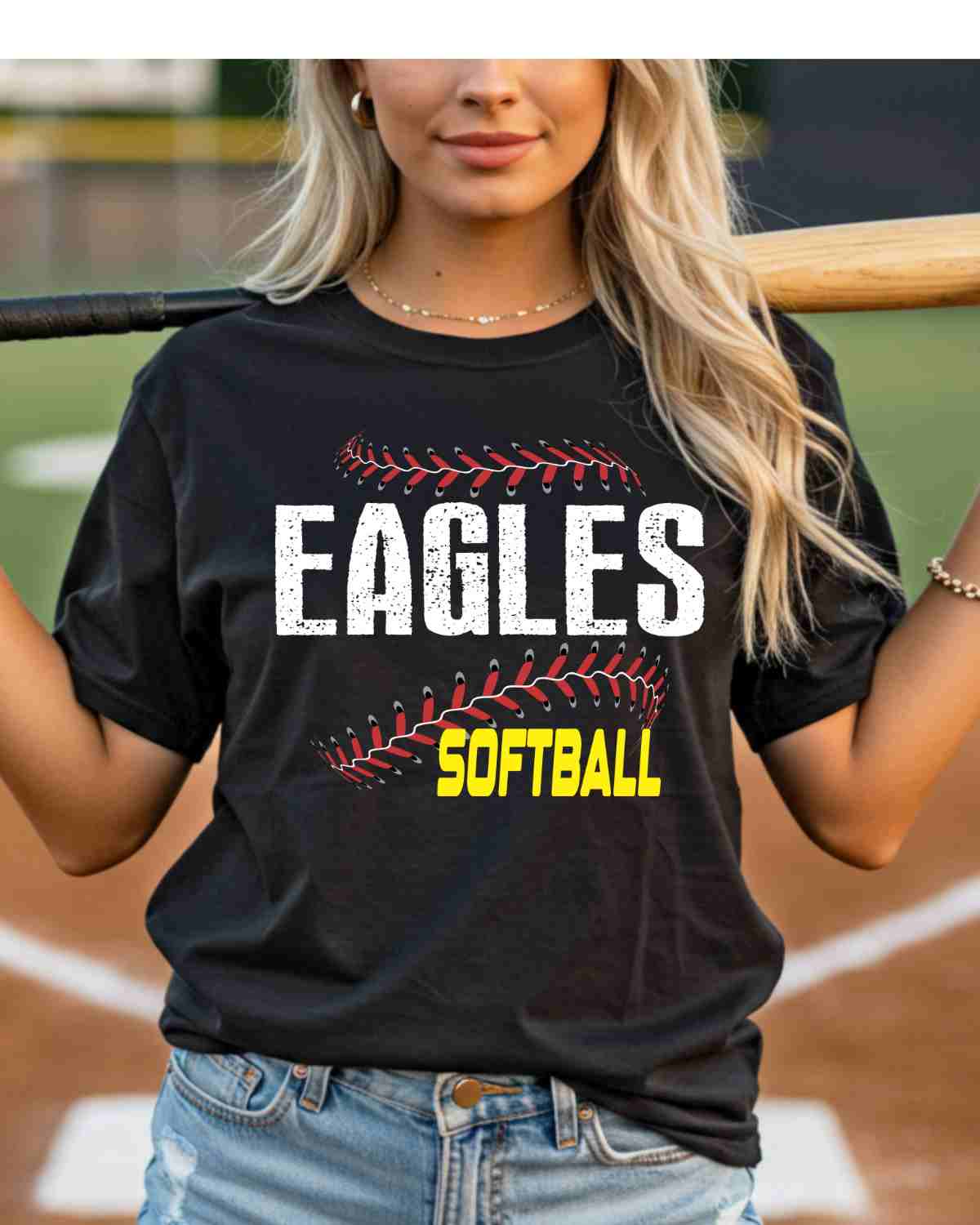 Eagles Softball Laces DTF Transfer - Rustic Grace Heat Transfer Company