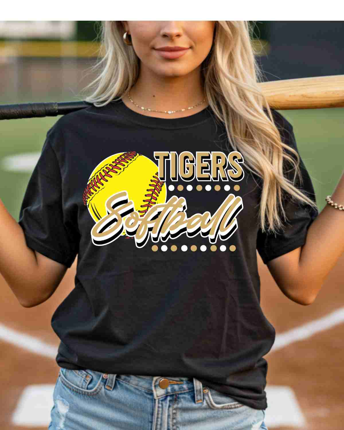 Tigers Softball Dots DTF Transfer - Rustic Grace Heat Transfer Company