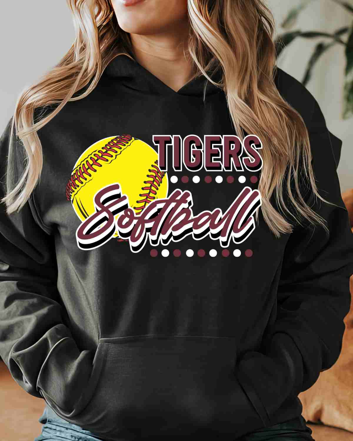 Tigers Softball Dots DTF Transfer - Rustic Grace Heat Transfer Company