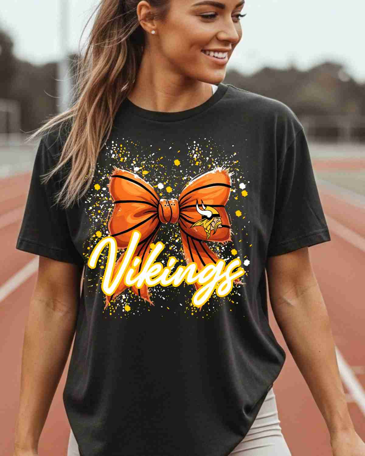 Vikings Basketball Bow Splatter DTF Transfer