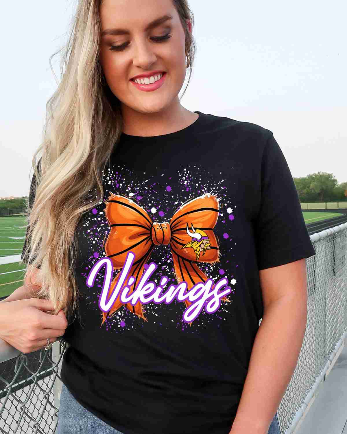 Vikings Basketball Bow Splatter DTF Transfer