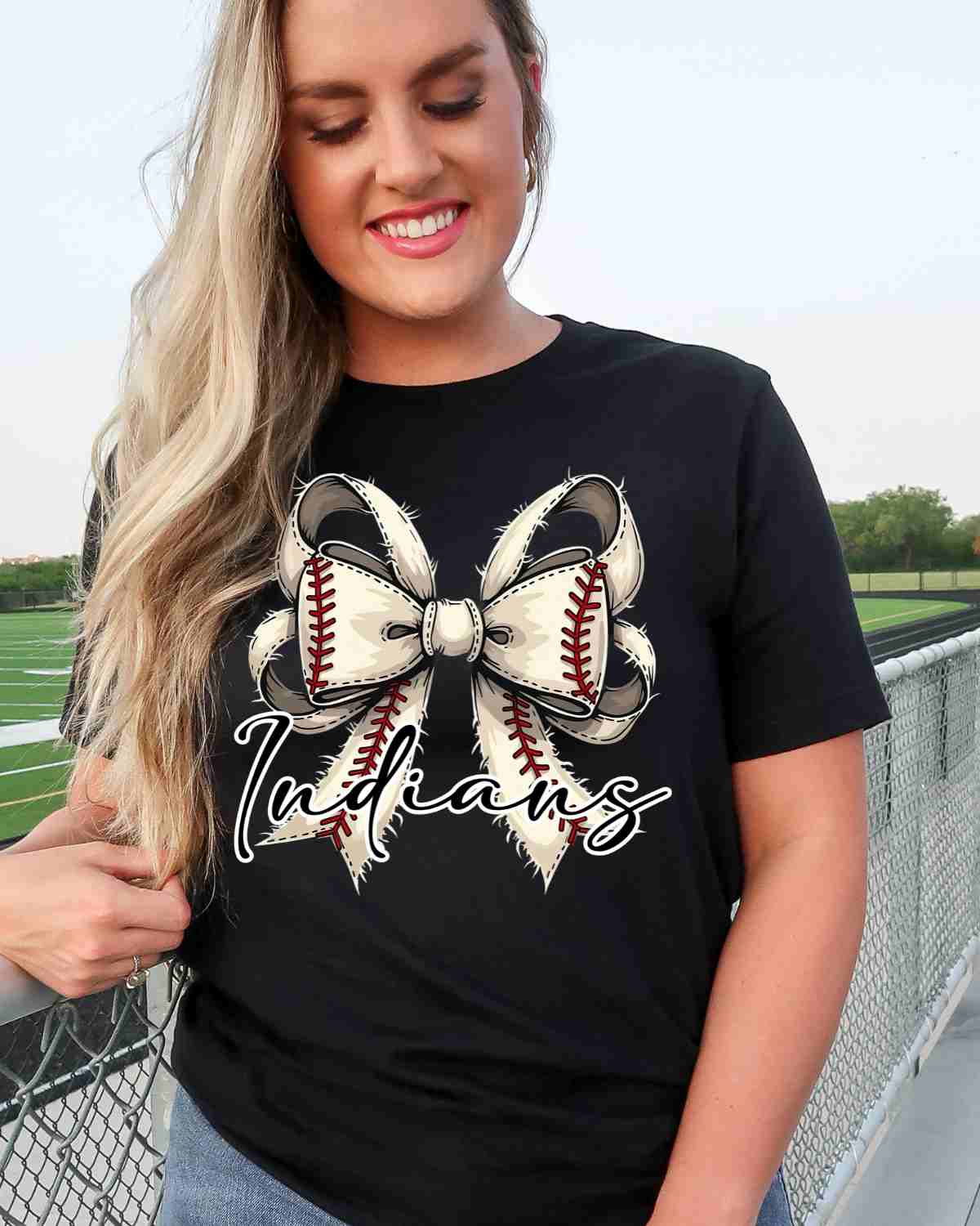 Indians Baseball Coquette Bow DTF Transfer