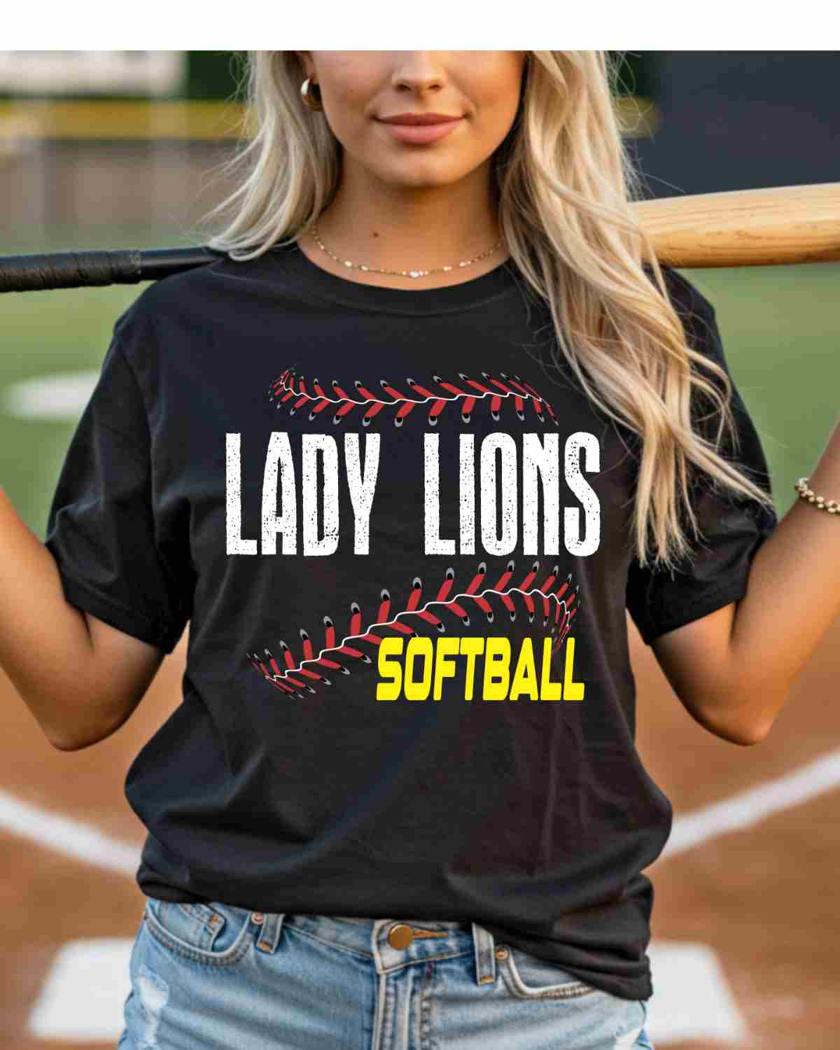 Lady Lions Softball Laces DTF Transfer - Rustic Grace Heat Transfer Company