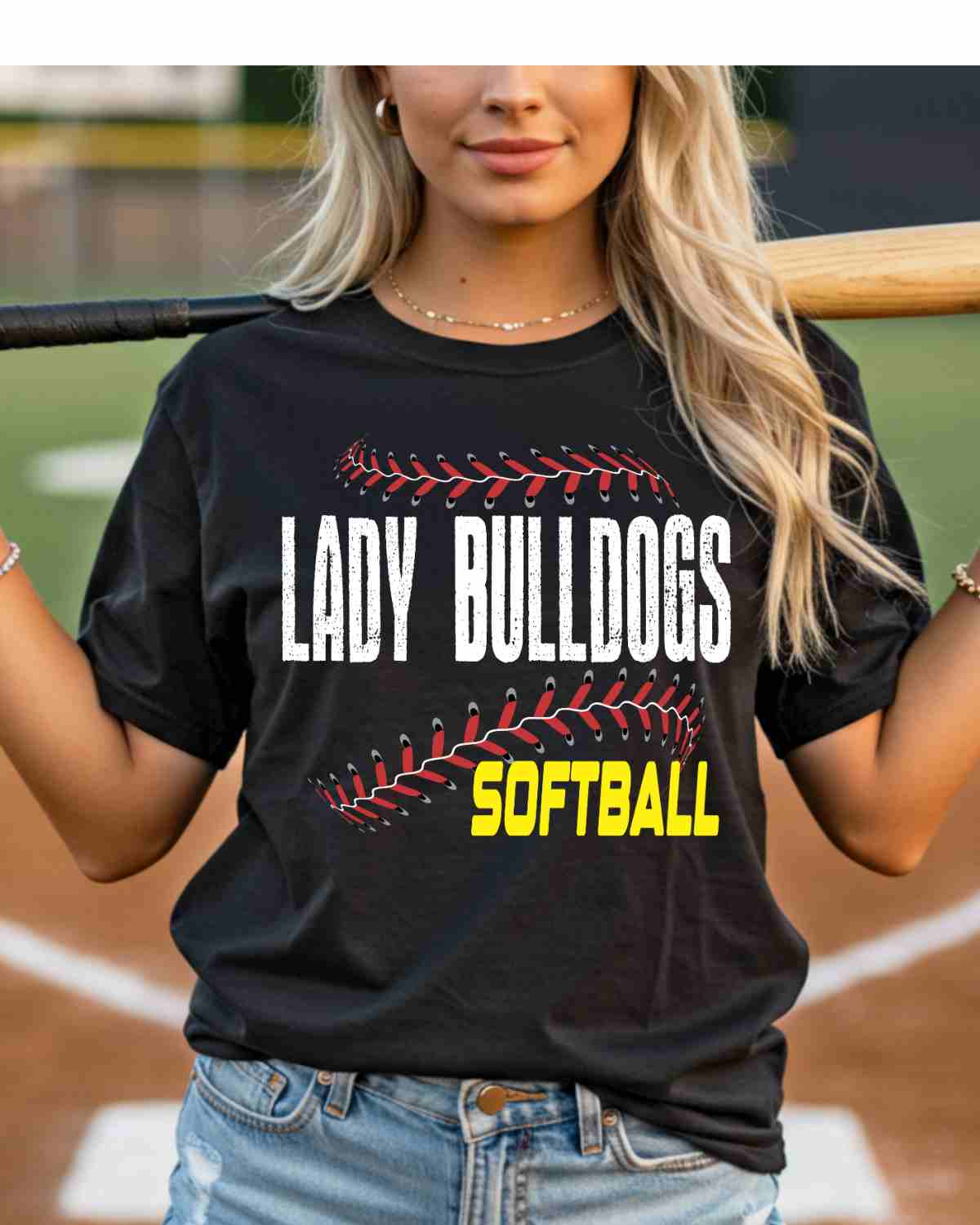 Lady Bulldogs Softball Laces DTF Transfer - Rustic Grace Heat Transfer Company