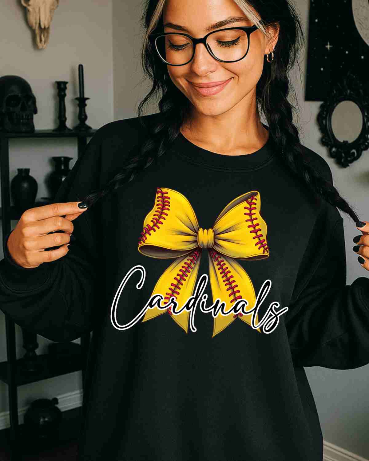 Cardinals Softball Coquette Bow DTF Transfer - Rustic Grace Heat Transfer Company