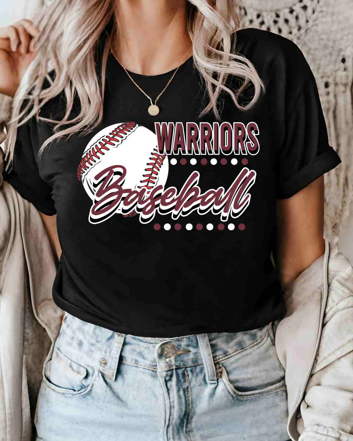 Warriors Baseball Dots DTF Transfer - Rustic Grace Heat Transfer Company