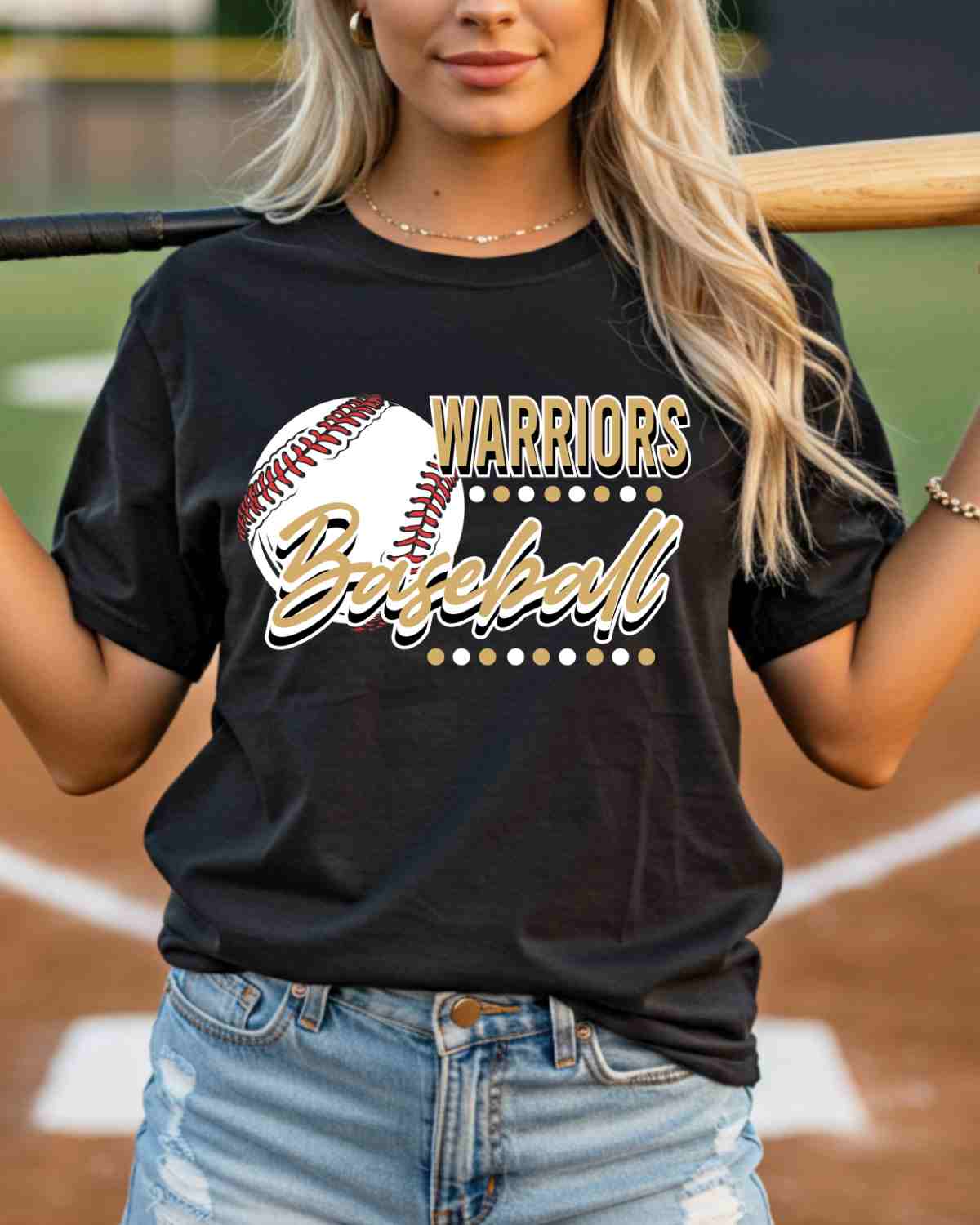 Warriors Baseball Dots DTF Transfer - Rustic Grace Heat Transfer Company