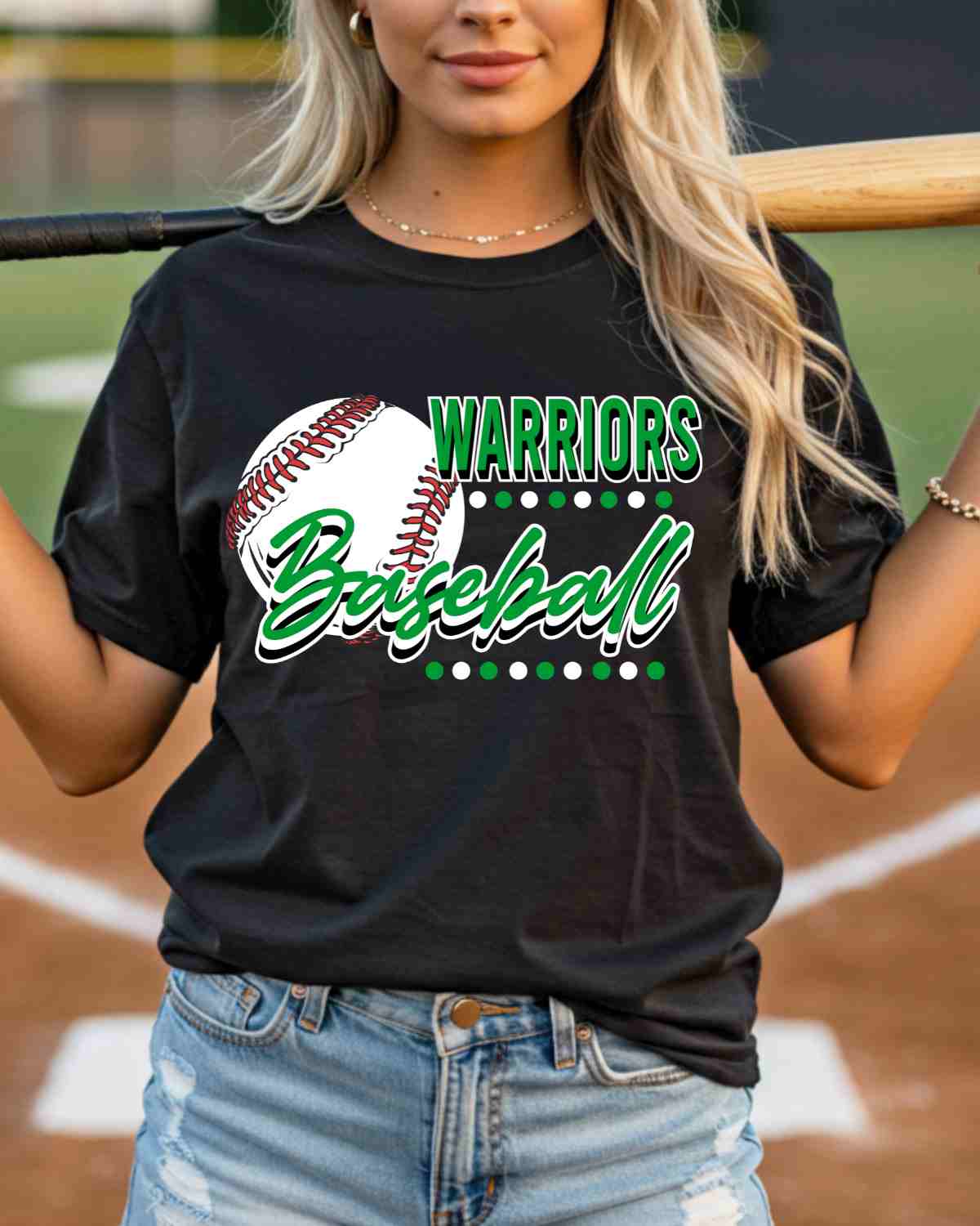 Warriors Baseball Dots DTF Transfer - Rustic Grace Heat Transfer Company