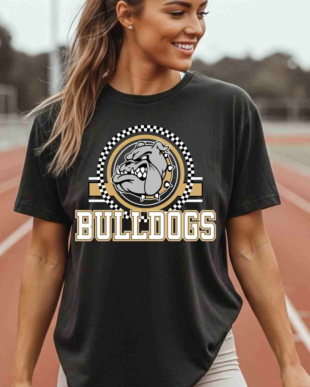 Bulldogs Checkered Circle Logo DTF Transfer - Rustic Grace Heat Transfer Company