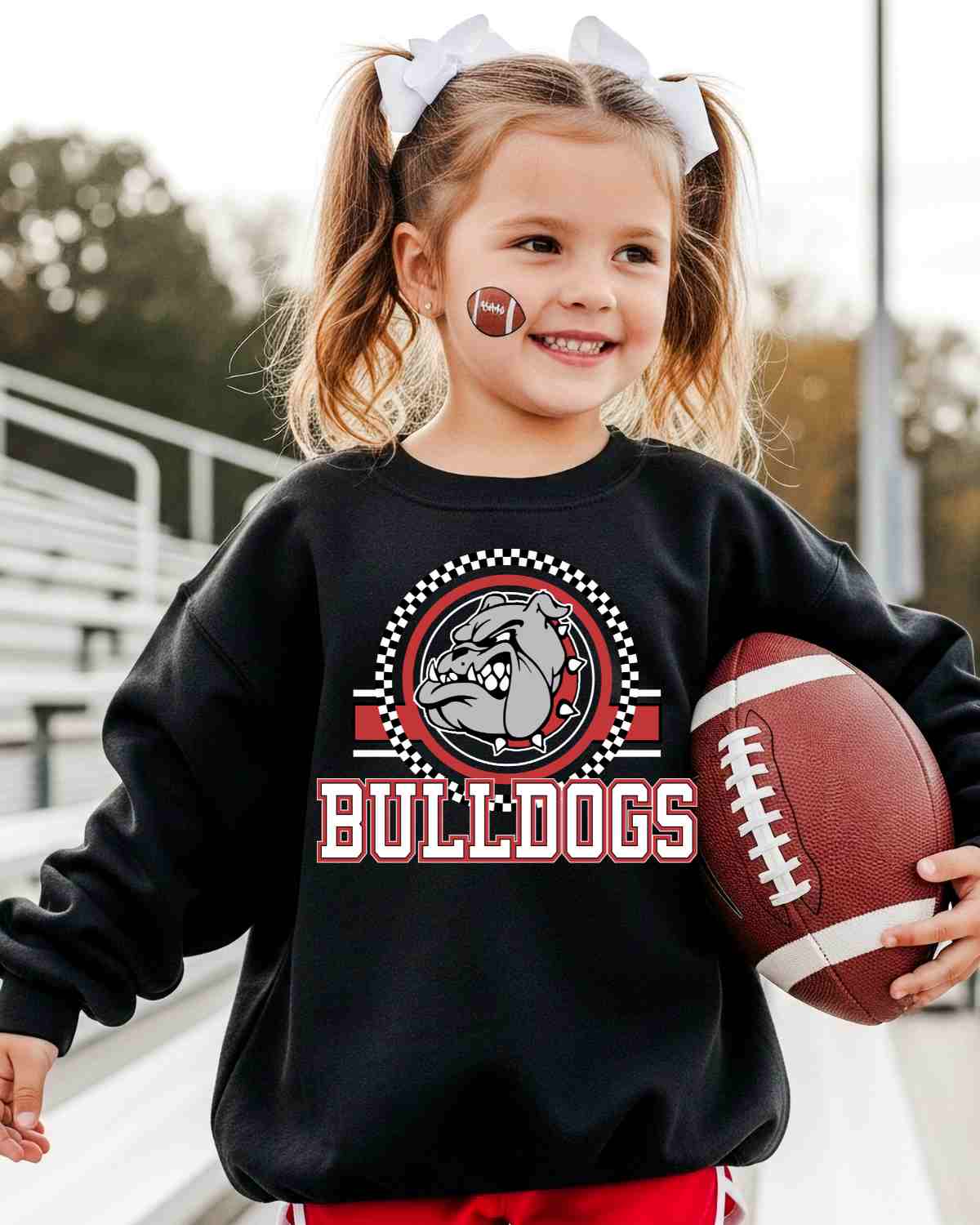 Bulldogs Checkered Circle Logo DTF Transfer - Rustic Grace Heat Transfer Company