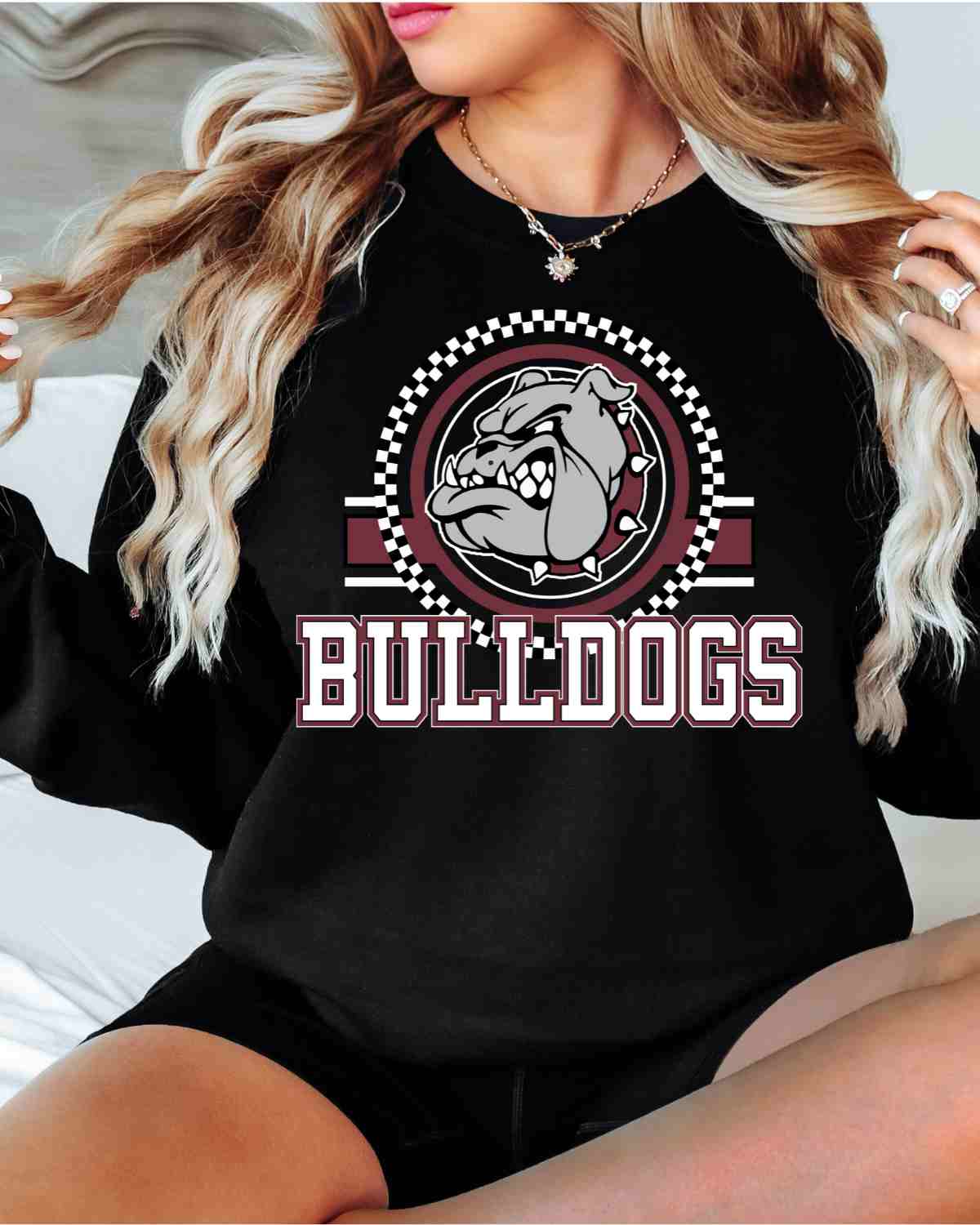 Bulldogs Checkered Circle Logo DTF Transfer - Rustic Grace Heat Transfer Company