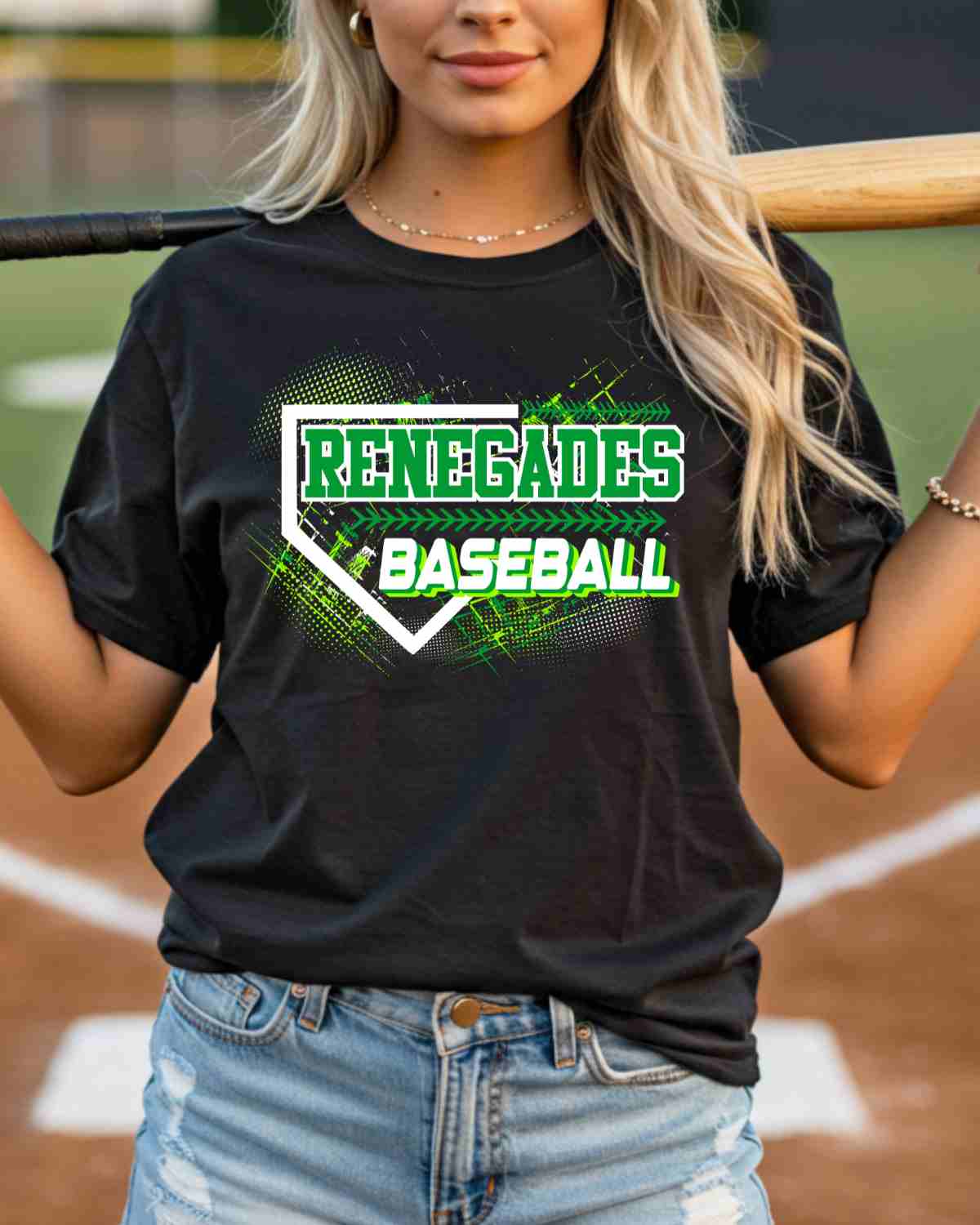 Renegades Baseball Home Plate Grunge DTF Transfer - Rustic Grace Heat Transfer Company