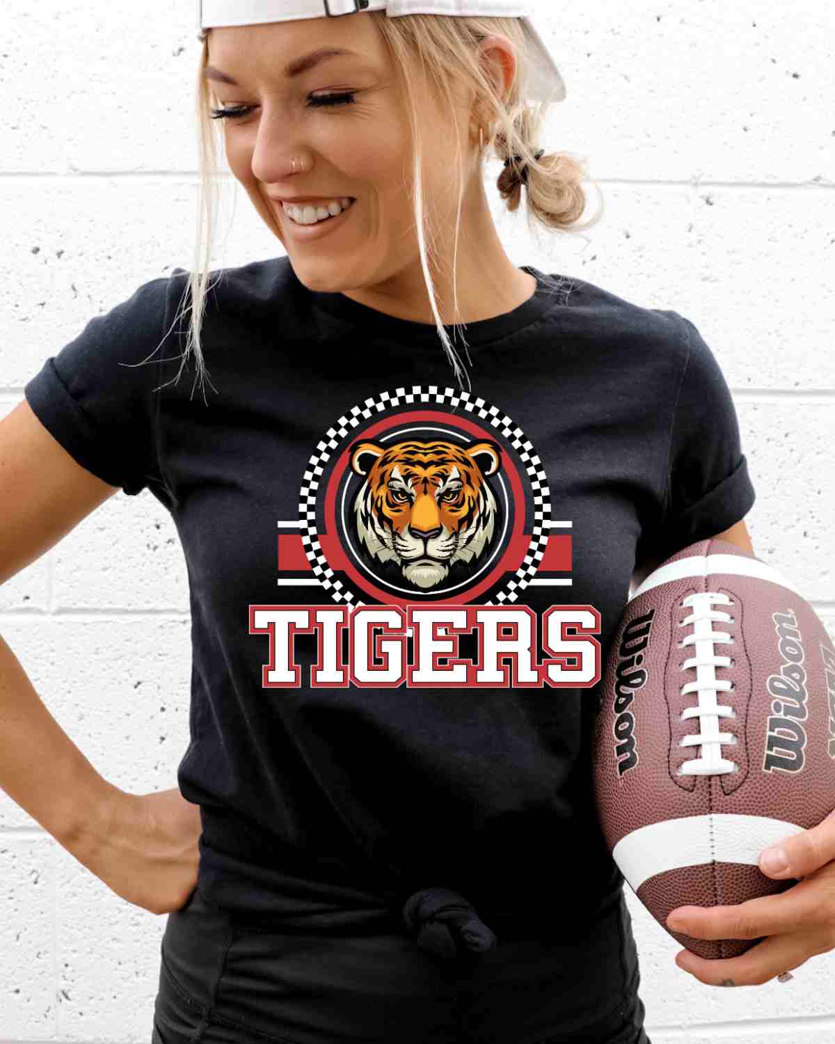 Tigers Checkered Circle Logo DTF Transfer - Rustic Grace Heat Transfer Company