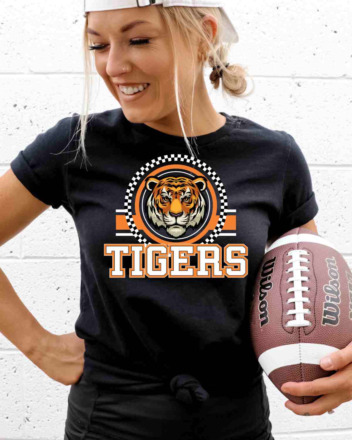 Tigers Checkered Circle Logo DTF Transfer - Rustic Grace Heat Transfer Company
