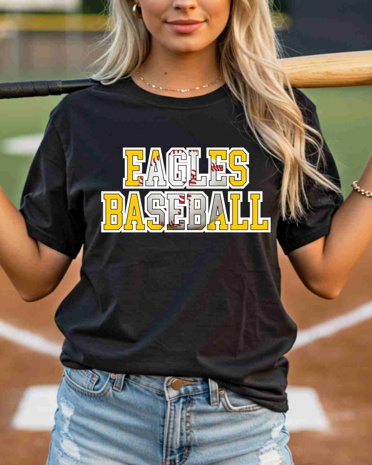 Eagles Baseball Words DTF Transfer - Rustic Grace Heat Transfer Company