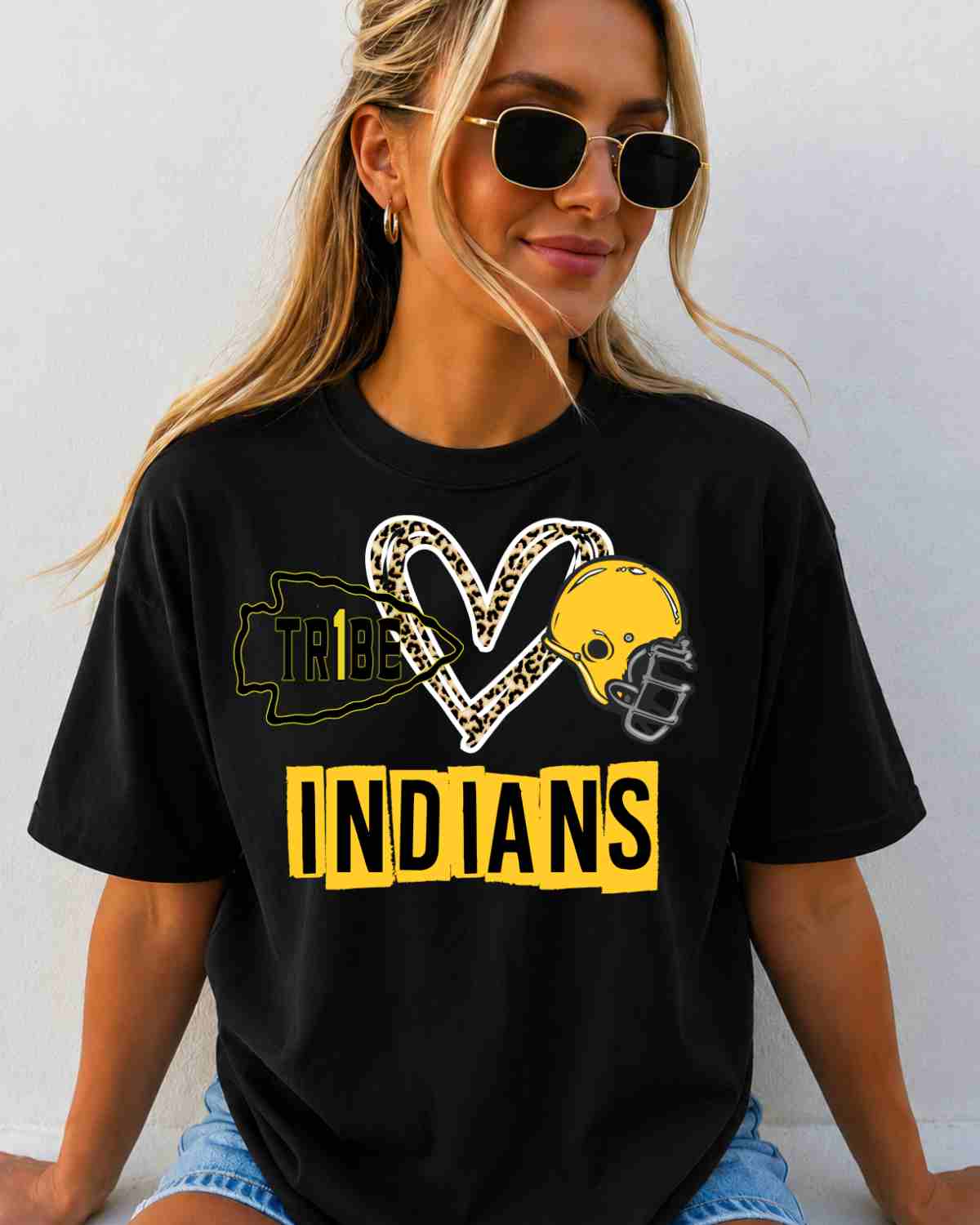 Indians Tribe Heart Football Helmet DTF Transfer