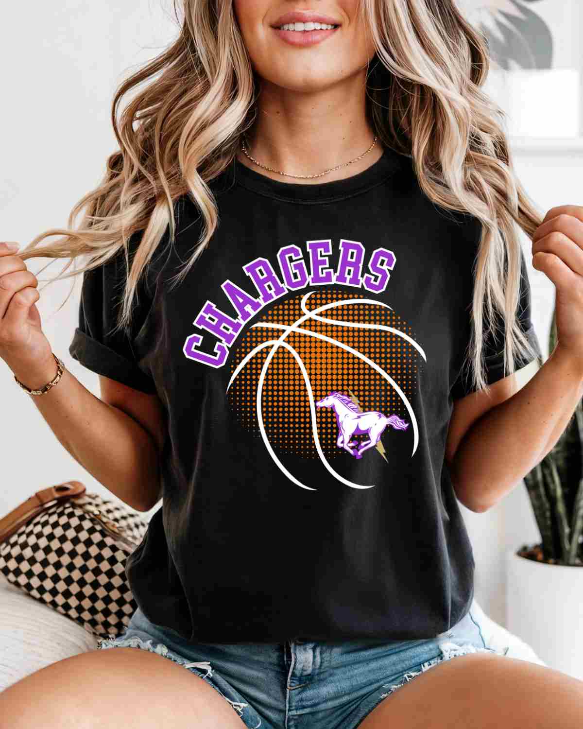 Sully Buttes Chargers Basketball Halftone DTF Transfer