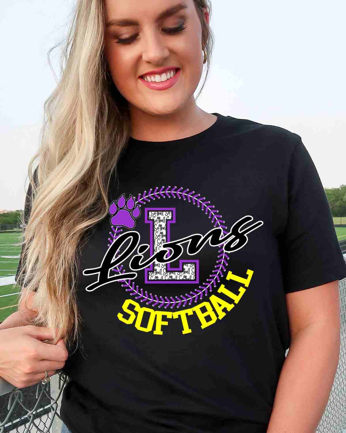 Lions Softball Lace Circle DTF Transfer