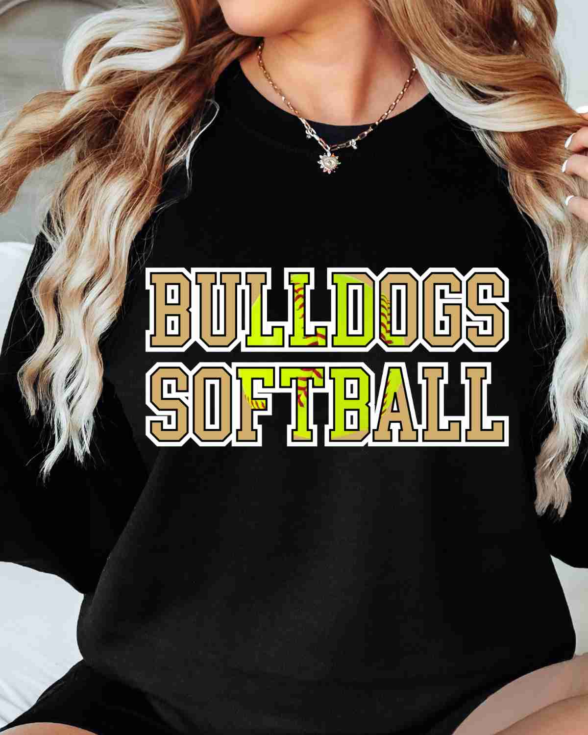 Bulldogs Softball Words DTF Transfer